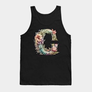 Floral Garden Watercolor Monogram Letter C Tank Top